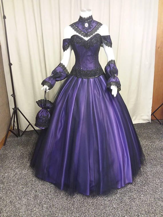 Acquistare Abiti Da Sposa Gotici Neri Viola 2018 Custom Make Plus Size  Vintage Steampunk Victorian Halloween Vampire Abiti Da Sposa Con Choak  Economico | Consegna Veloce E Qualità | DHgate Italy