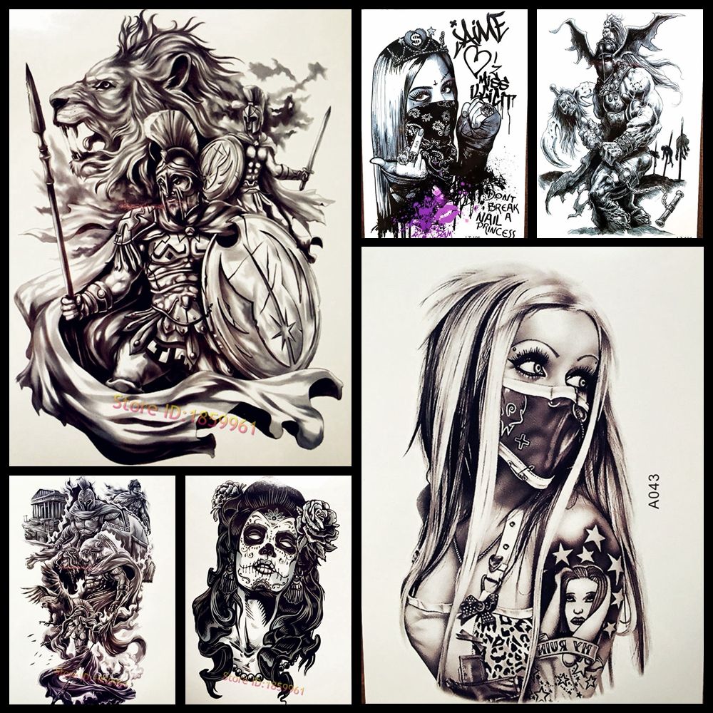 21*15CM Hero of Sparta Waterproof Temporary Tattoo Men Women Fake Body ART 21x15CM Gangster Ancient Warrior Tattoo Sticker Knight Tatoos 21*15CM Hero of Sparta Waterproof Temporary Tattoo Men Women Fake Body ART 21x15CM Gangster Ancient Warrior Tattoo Sticker Knight Tatoos