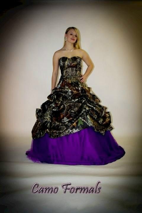 purple and camo wedding dress