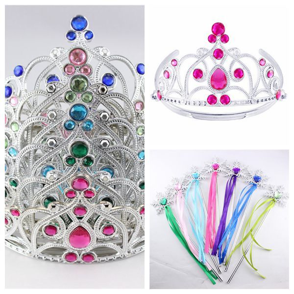 Girls Princess Crown Wand Tiara Crown Ribbon Wands Magic Wand Sticks