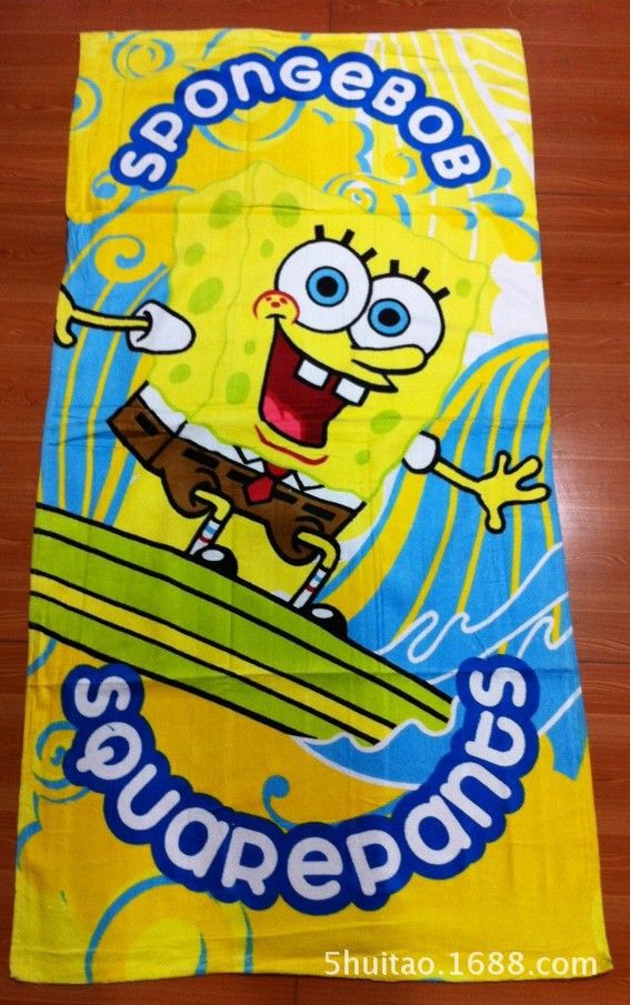 120*60cm Cartoon Towels Spongebob Squarepants Baby Bath Towel Children