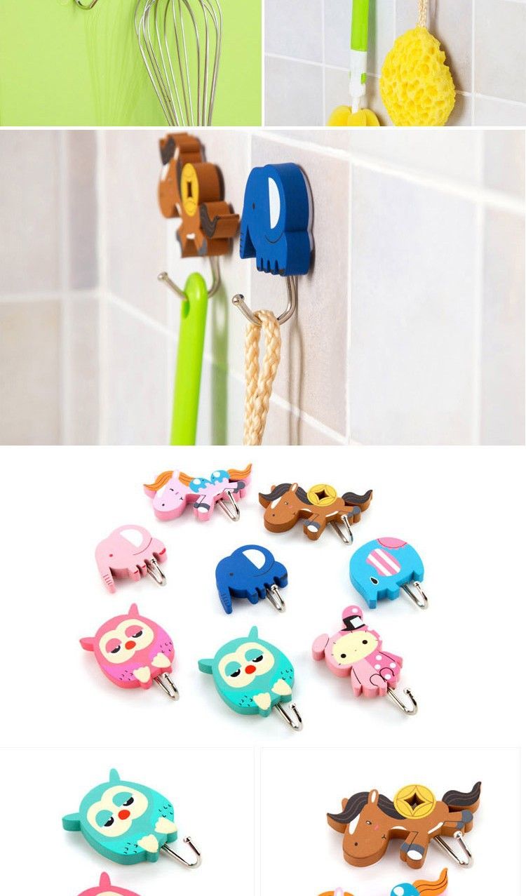 Best Quality Cute Kids Wood Bath Towel Hook Strong Adhesive Towel Hooks ...