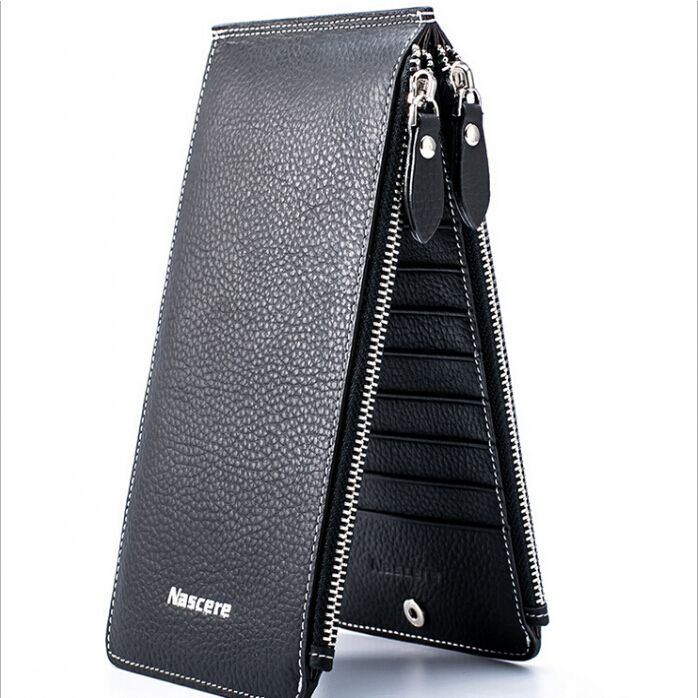 100 Pure Leather 20 Card Slot Slim Wallets Holders Coffee Black 