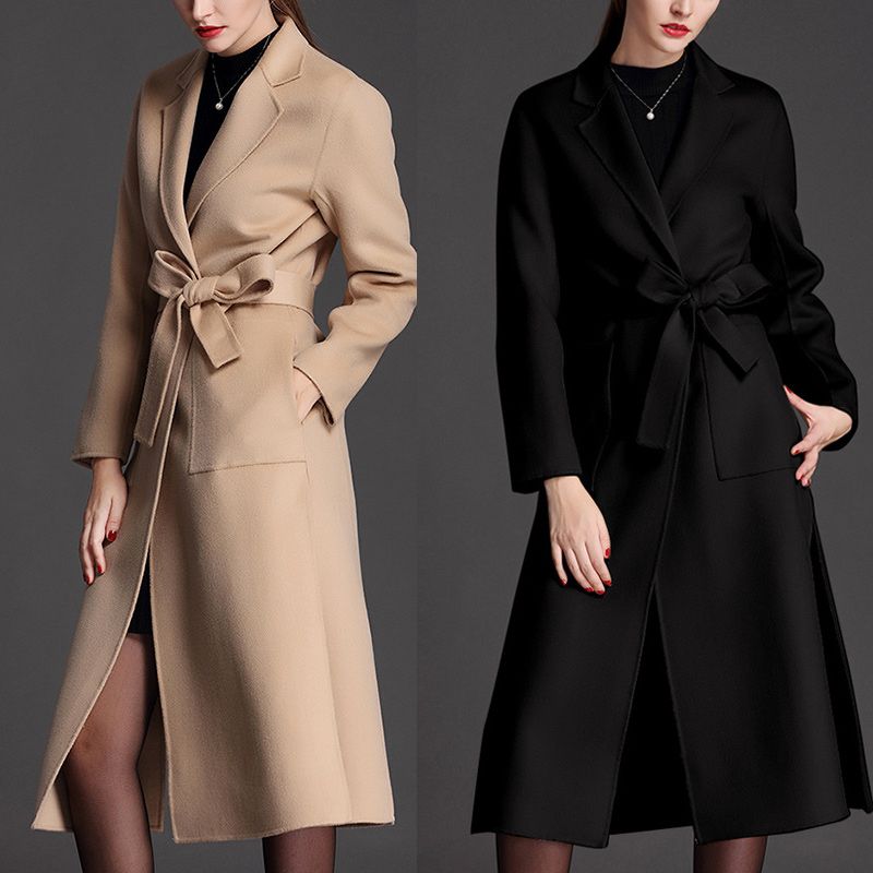 womens long black wool coat uk