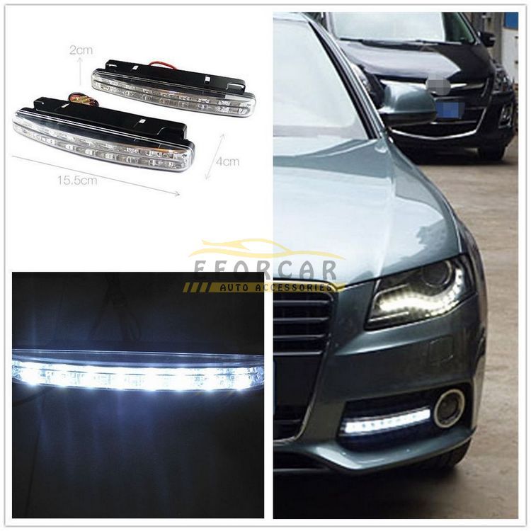 Universal 8 LED Car Light DRL Fog Driving Daylight Daytime Running White Lamp