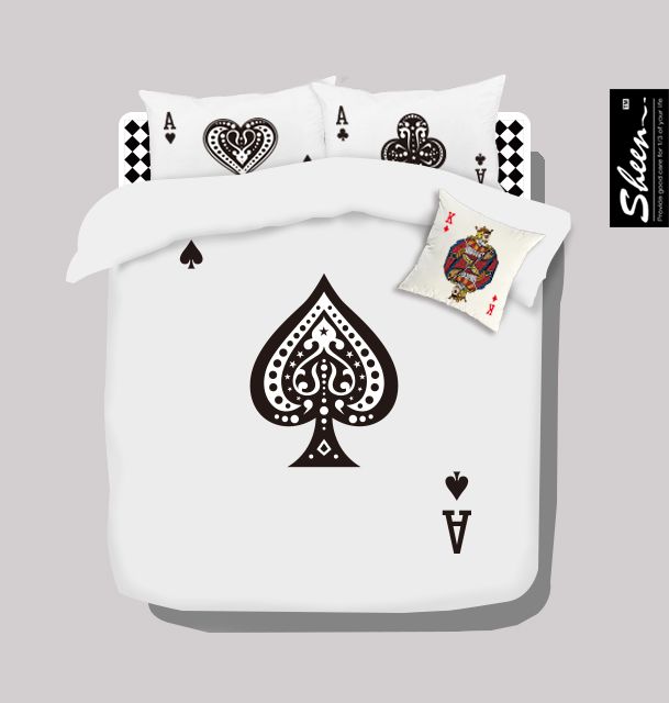 Poker Black And White Bedding Set Queen Size Doona Quilt Duvet