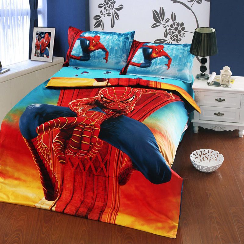 Cool Spiderman Boys Childrens Bedding Set Twin Size Cotton Kids