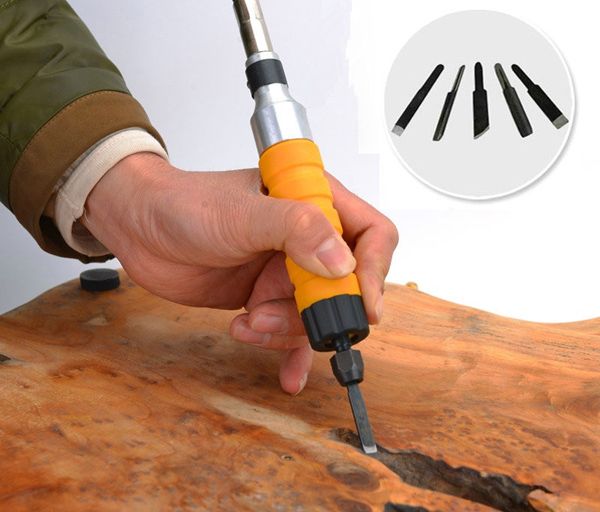 Electric Chisel Carving Tools Wood Chisel Carving Machine Kit& 4 Blades 220V 