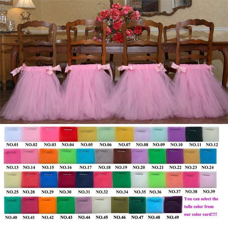 2019 2015 American Style Tutu Chair Skirts Custom White Pink Red Violet Purple Europe Tulle Chair Sashes For Wedding Party Banquet And Birthday From