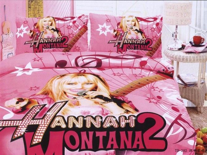 Satin Al Hannah Montana Pembe Nevresim Kizlar Peri Yatak Odasi Takimi Yastik Pamuklu Dokuma Yatak Ortuleri Yorgan Yatak Ikiz Boyutu Setleri Pop
