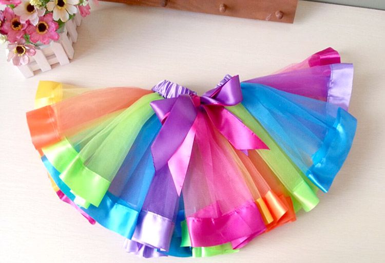 Nuevo estilo falda tutú de la cinta de las del arco iris princesa baile