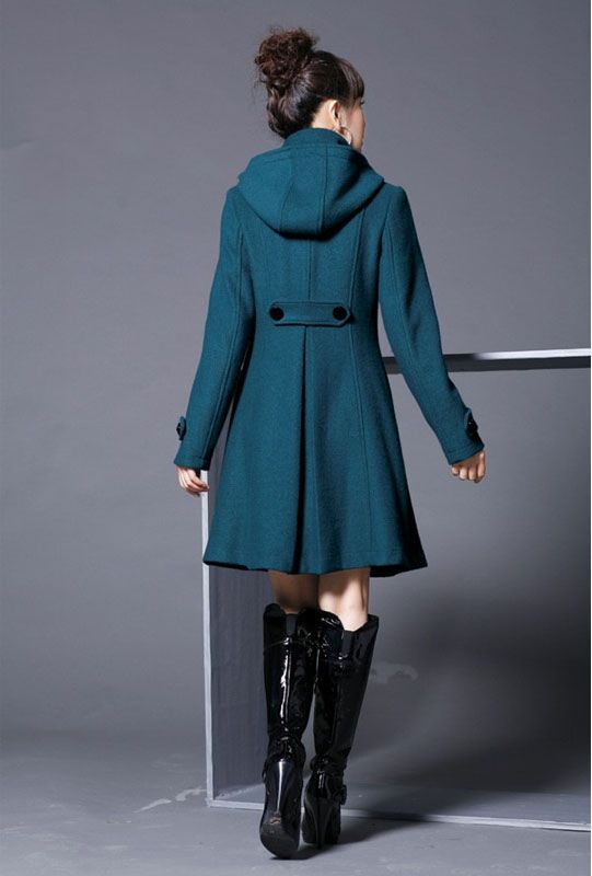 ladies long hooded coat