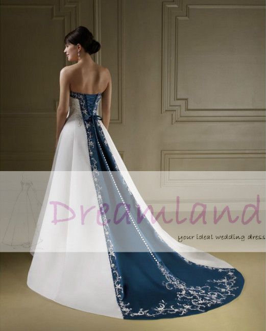 navy blue and silver wedding dress