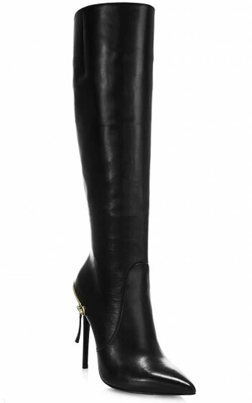 knee high stiletto leather boots