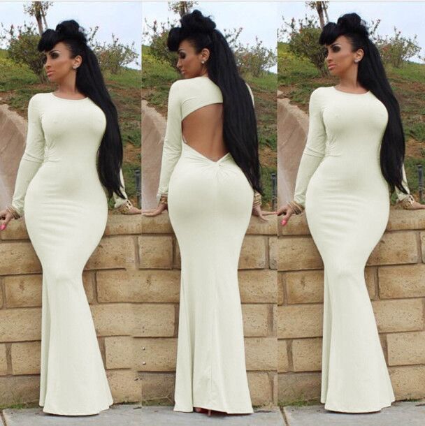 white long bodycon dress