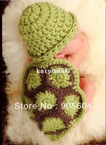 Lovely Baby Newborn Turtle Knit Crochet Clothes Beanie Hat Outfit Photo Prop Set