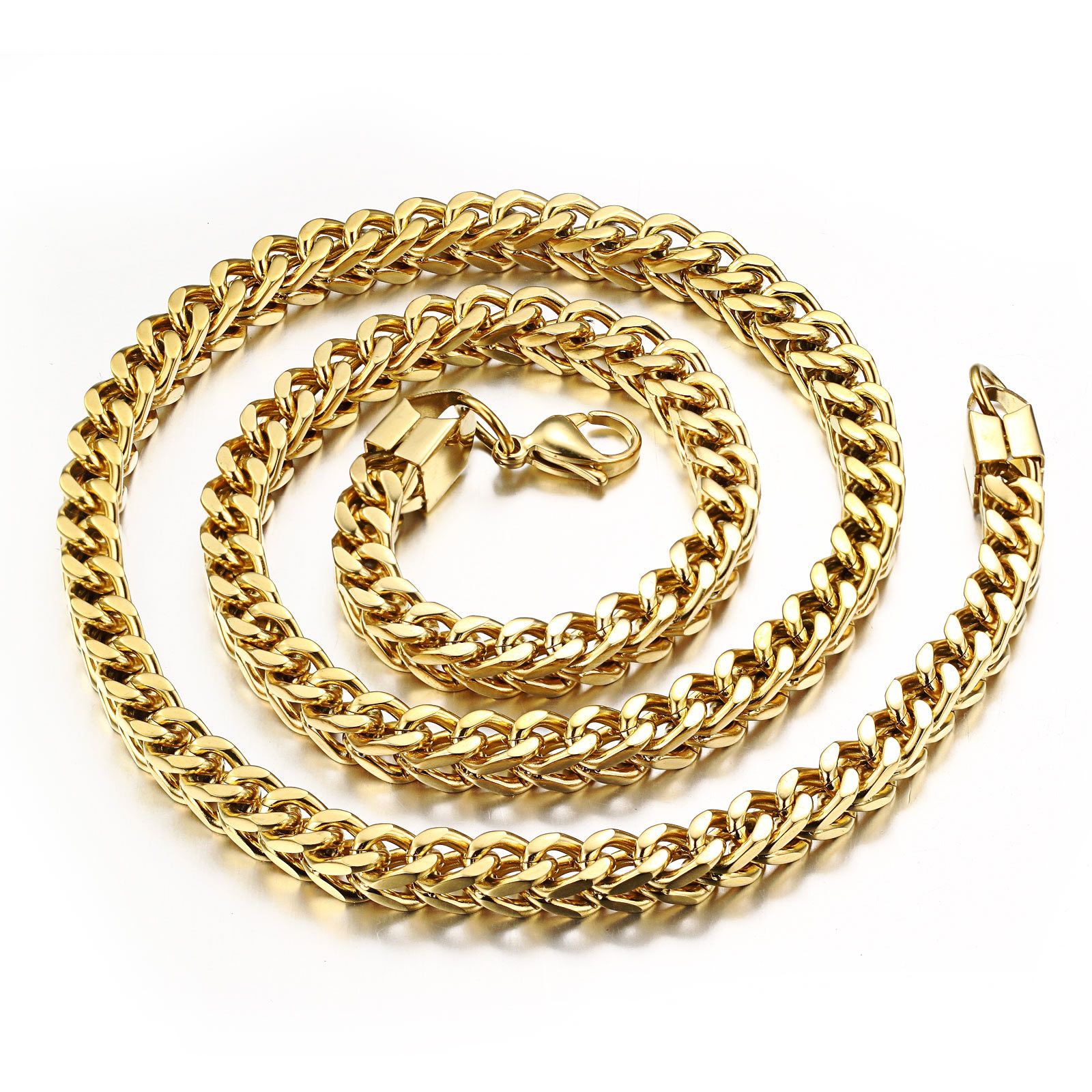 2021 Middle Eastern Style 316L Stainless Steel 18k Gold Figaro Chain