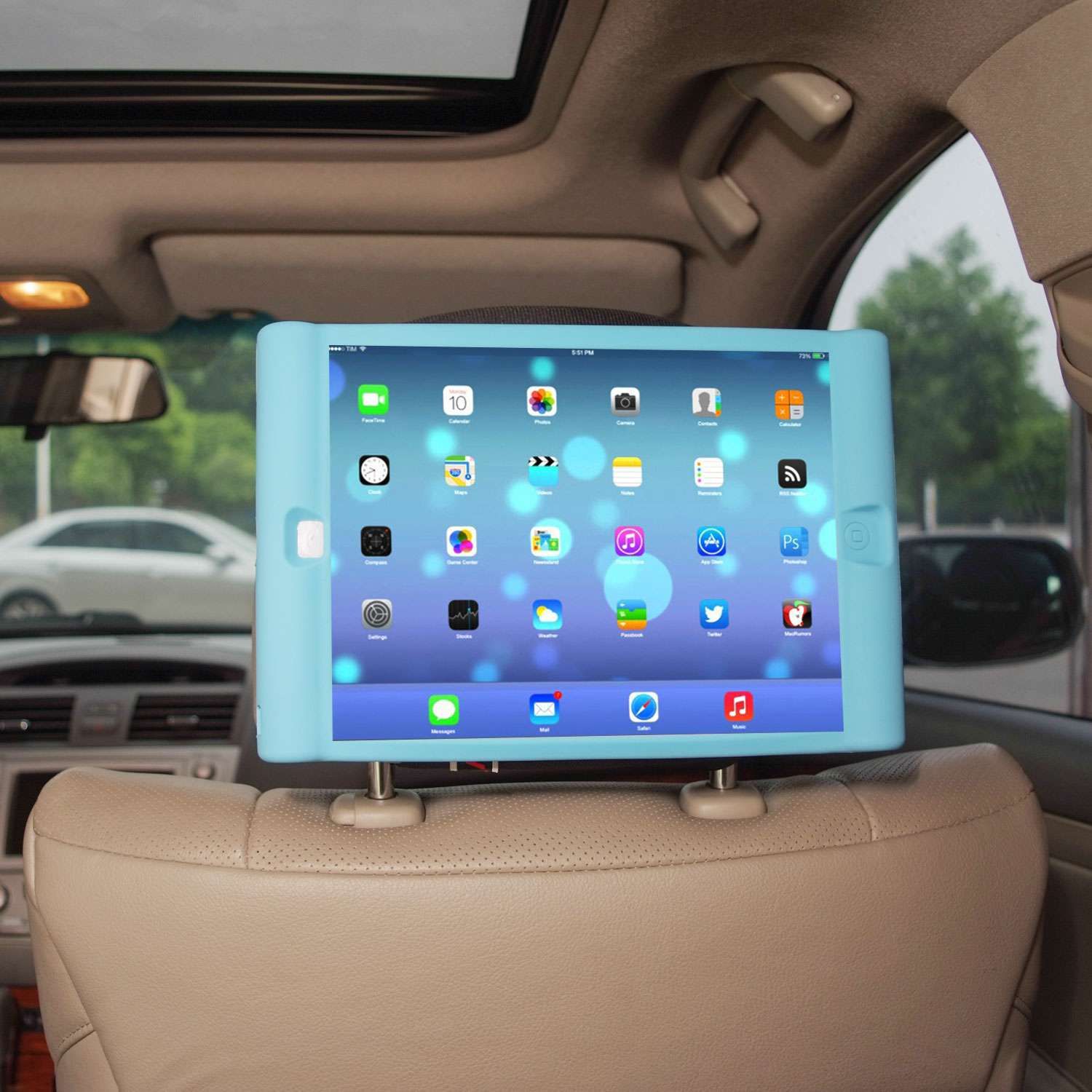 Detachable Lightweight Shockproof Anti-Slip Soft Silicone Handle Case Black TFY Kids Car Headrest Mount Holder for iPad Mini 4