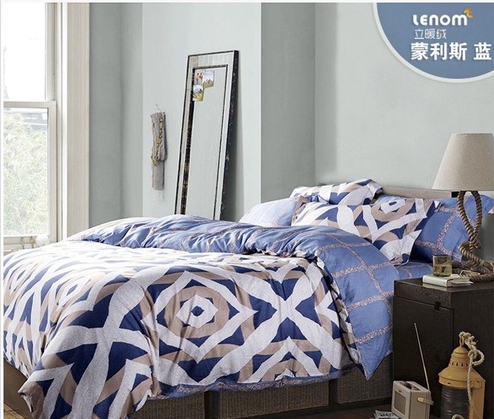 Luxury Blue Geometric Bedding Set King Size Queen Quilt Doona Bedding Set King Size Queen Quilt Doona
