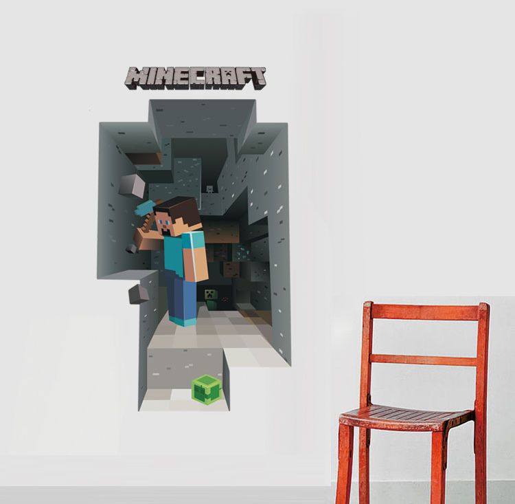 Compre 3d Efecto Minecraft Etiqueta De La Pared Jj Enredadera Mc