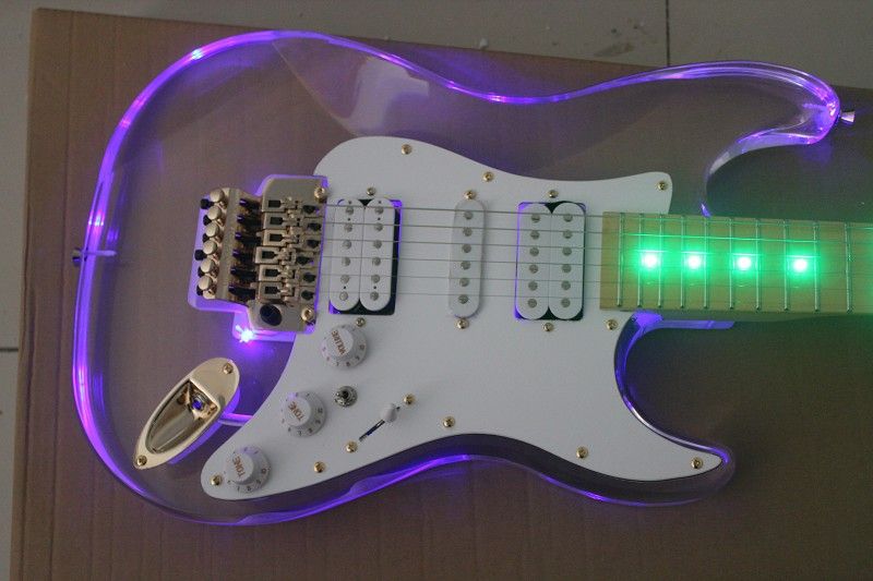 Compre Guitarra Eléctrica De Cuerpo Acrílico Transparente ST Con Luz LED, Puente  Flotante, Tienda De Guitarra Personalizada, Guitarras 100% OEM A 310,62 €  Del Pianokey1 | Es.Dhgate.Com