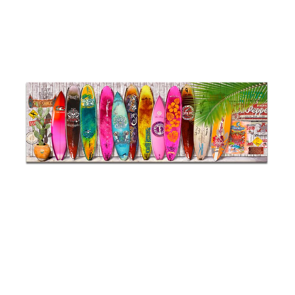 2020 Bright Color Summer Surfboard Canvas Art Modern Surfing