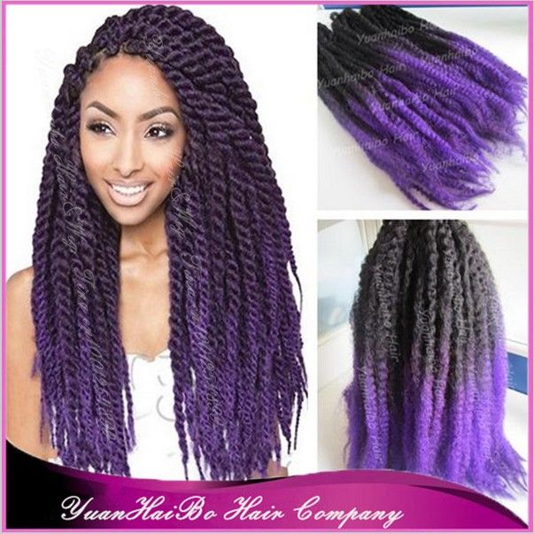 2019 Two Tone Marley Hair Black Purple Kinky Twist Ombre Kanekalon