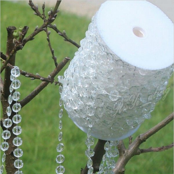99 Feet Clear Acrylic Crystal Garland Hanging Bead Wedding Centerpiece Decor 