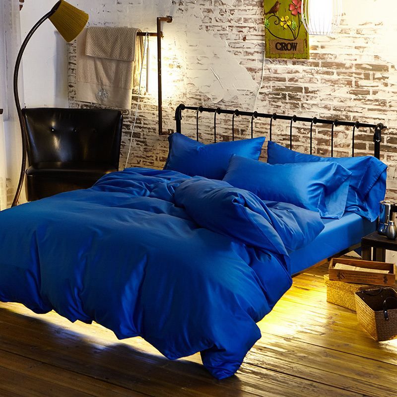 Grosshandel Royal Blue Duvet Agyptische Baumwolle Bettwasche Sets Doona Abdeckung Bettlaken Konig Queen Size Bettlaken Tagesdecke Bettwasche Einfarbig