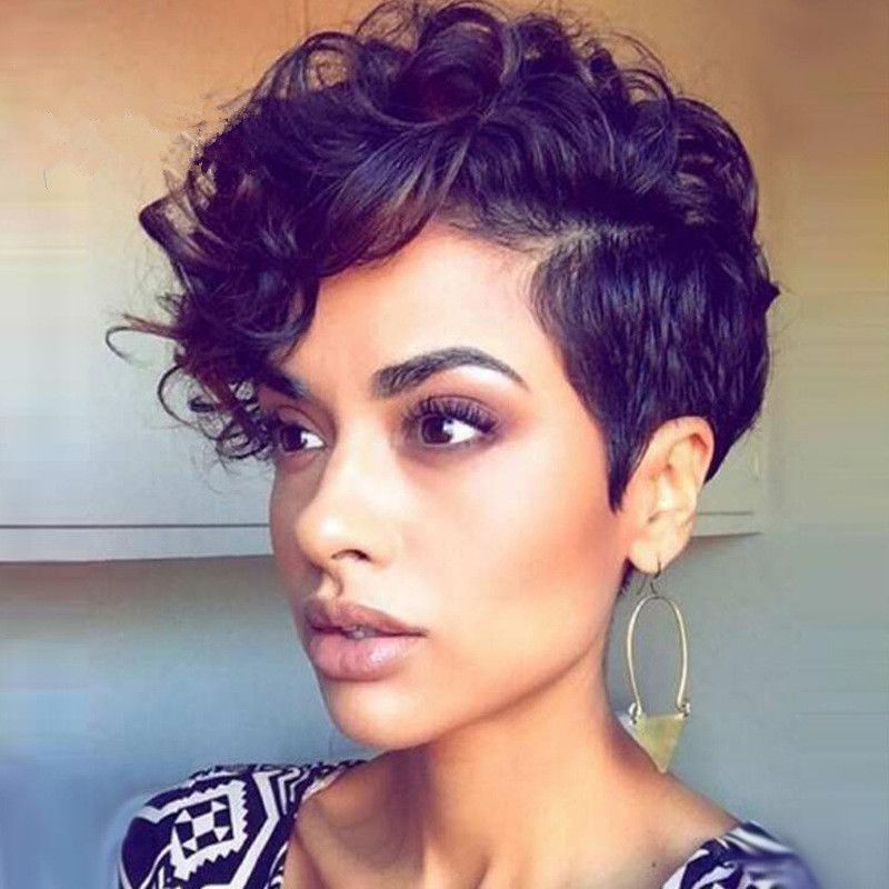Z F Black Curly Wig 12 Inch Short Curly Wigs Afro Hair Wig For