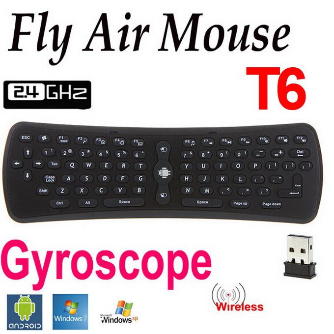2021 T6 Wireless Keyboard 2.4GHz G Sensor Gyro Fly Air Mouse Mini