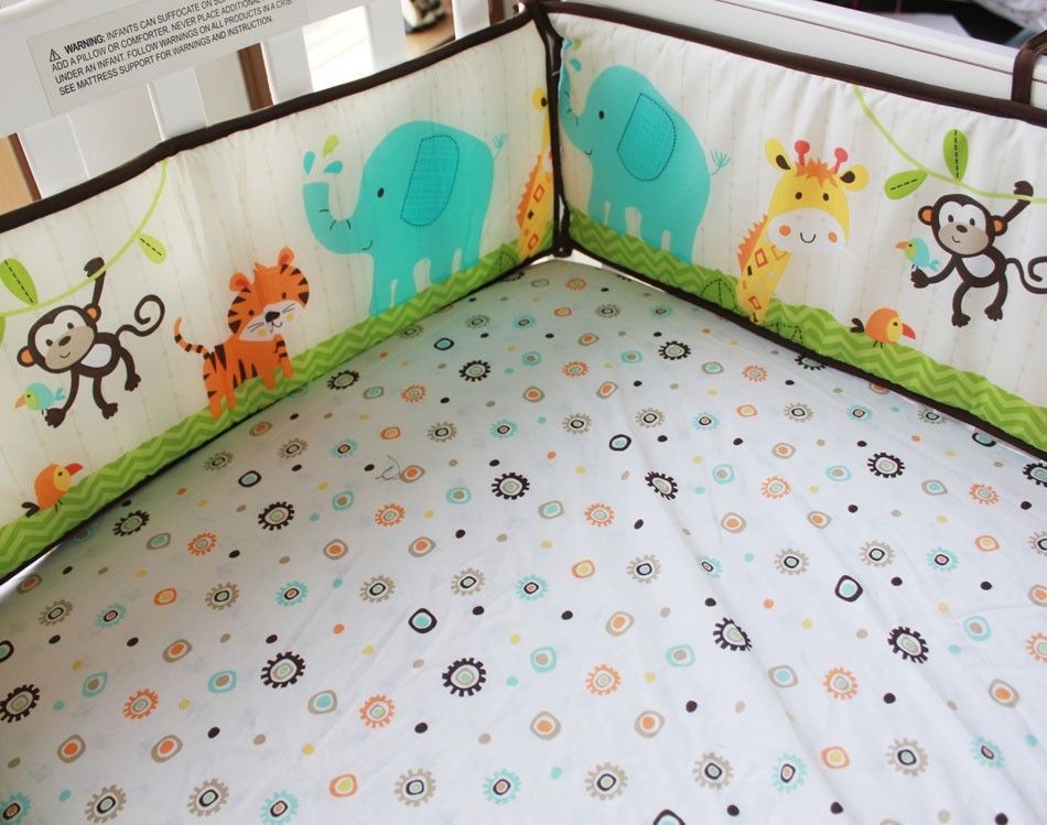 New 3pcs Baby Bedding Set Cotbed Cot Nursery Quilt Bumper Skirt