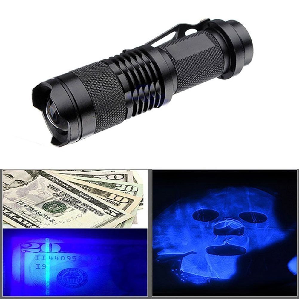 F2 Mini Aluminum UV ULTRA VIOLET 9 LED FLASHLIGHT BLACKLIGHT Torch Light Lamp 