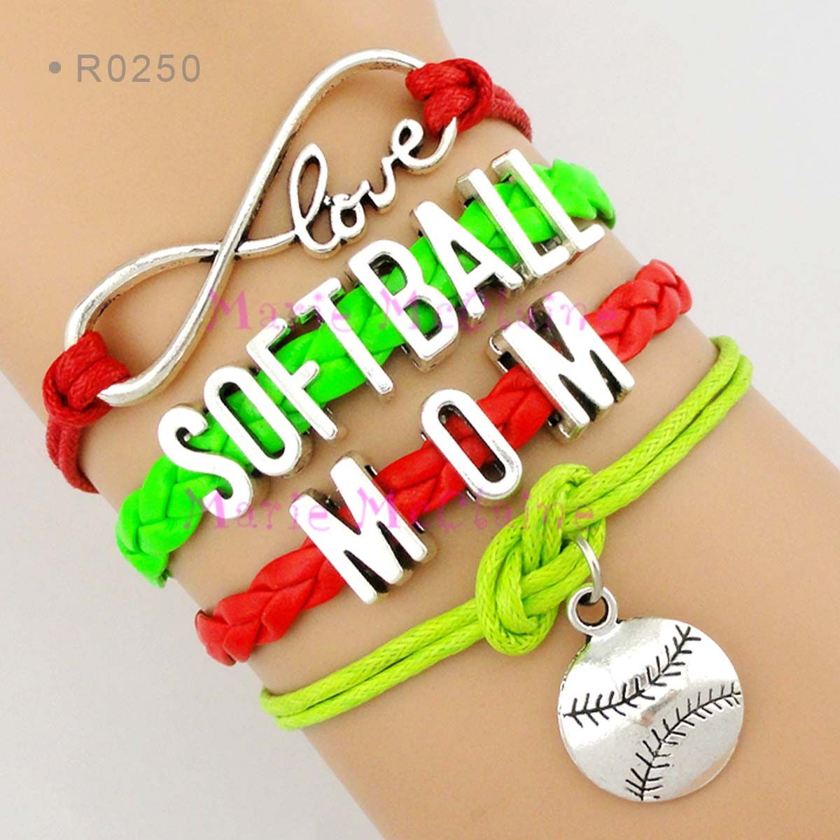 Infinity Love Softball Mom Bracelet Baseball Charm Wrap Bracelets
