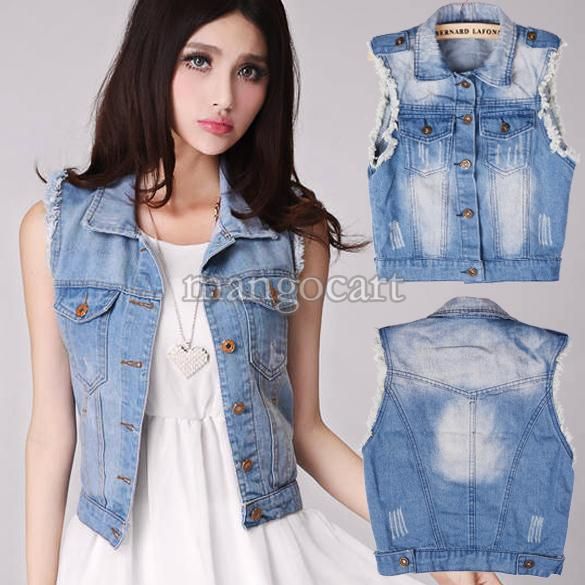 short jean vest