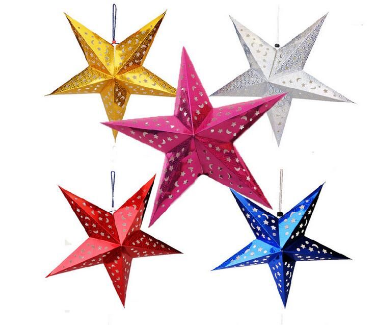 11 8 43 3 Inch Stereo Double Laser Christmas Decorations Colorful Folding Paper Star Hanging Lobby Of Stars Cs02 Christmas Decorations Sale Christmas
