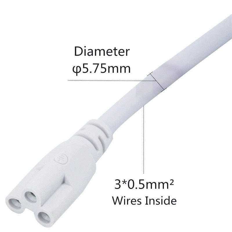 Double End T5 T8 Integrated LED Plug 3 Holes Power Cord Led Lamp Lighting Connecting Wire 30cm 8Pcs