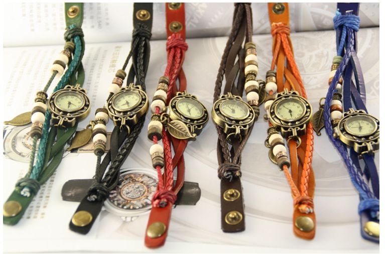 2015 Vintage Women Watches Leather Leaves Bracelet Fashion Retro Weave Wrap Wrist Watch Quartz Wristwatches For Ladies High Quality Buy Online Watches Watches Buy Online From Betterdress 1 87 Dhgate Com