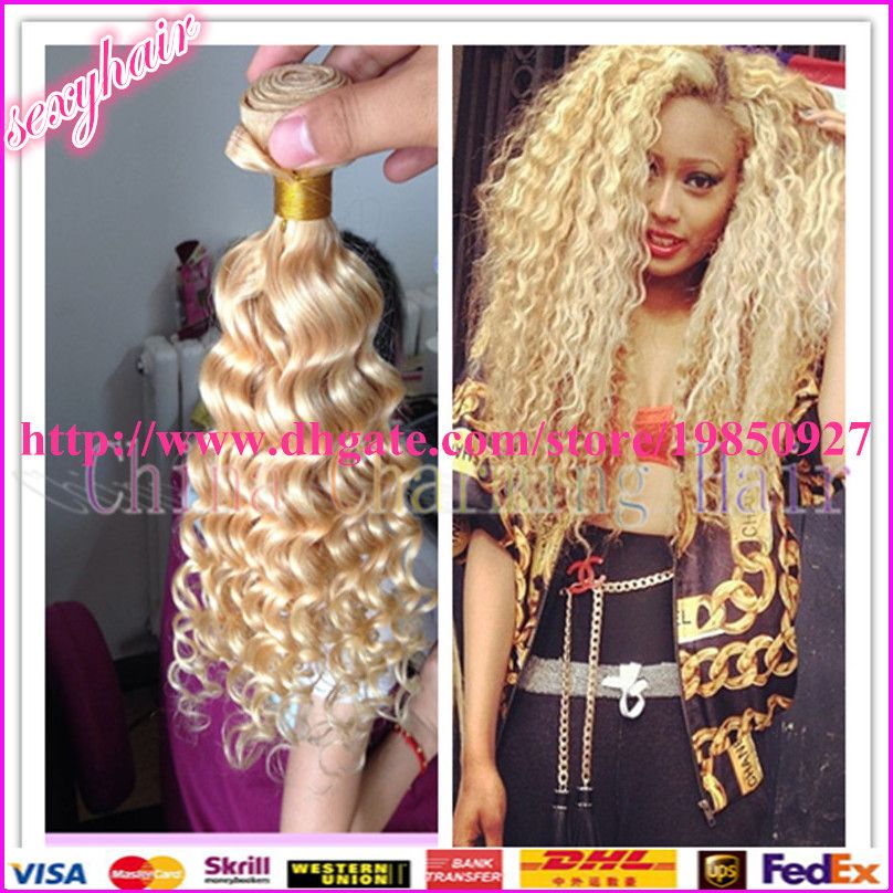 Top Quality 613 Blonde Brazilian Deep Wave Hair Weaves Weaving