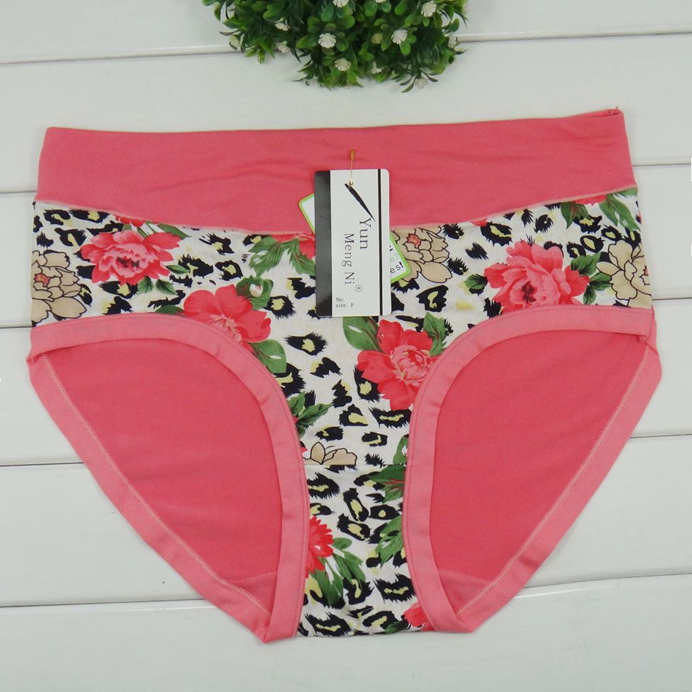 Estampado de flores viejas mujeres ropa interior grande más el de seda boyshort mujeres breve