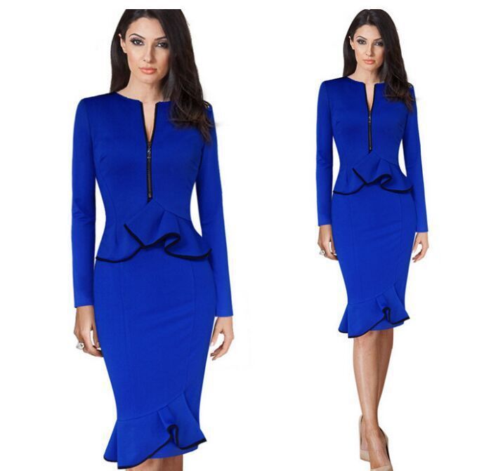 blue work dresses
