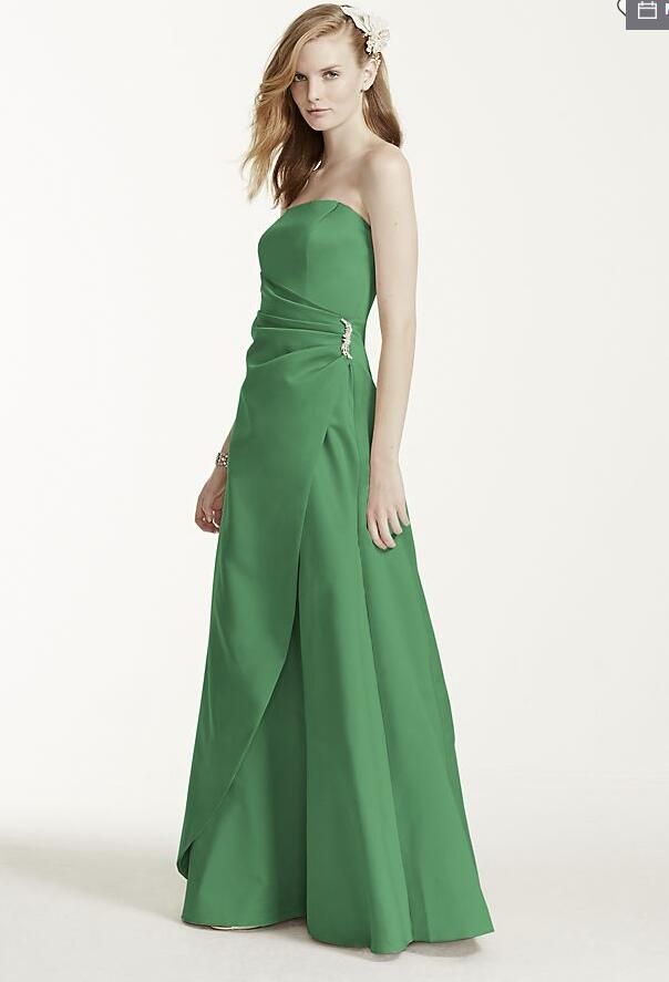 2018 Custom Made Satin Gown With Side Drape Brooch 8567 Wedding