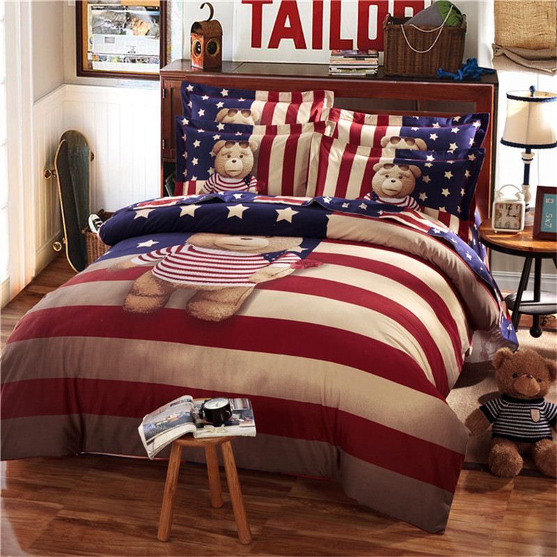 Teddy Bear Bedding Set Kids King Size Queen Twin Cartoon Quilt Doona Duvet Cover Designer 100