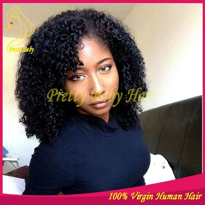 Afro Kinky Curly Full Lace Wigs Brazilian Virgin Human Hair Short