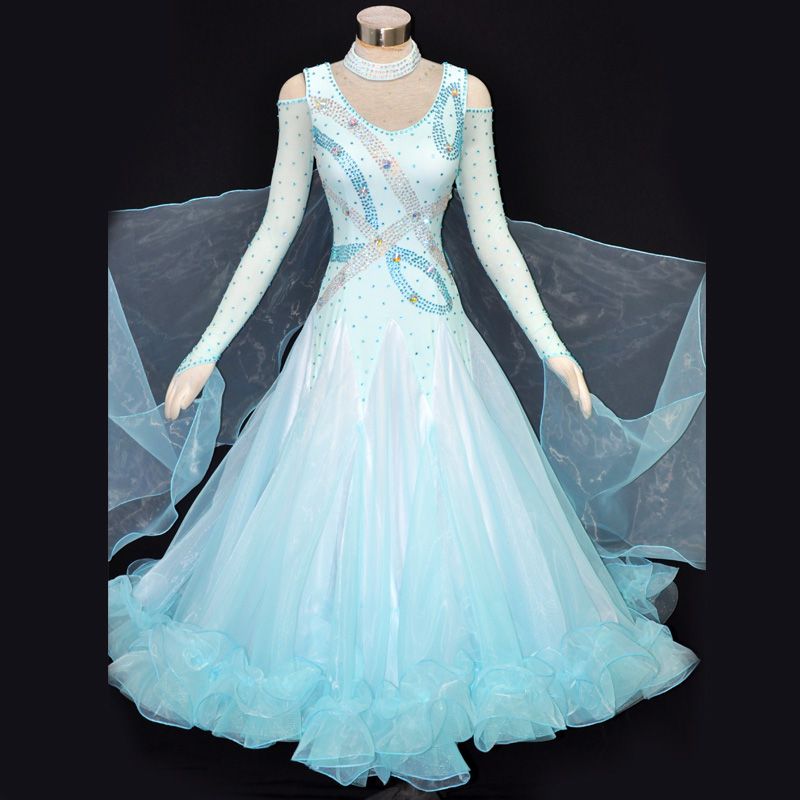 YC WELL gonna da ballo//feste//costume di scena lunga da donna a doppio nodo per waltz moderno e tango liscia