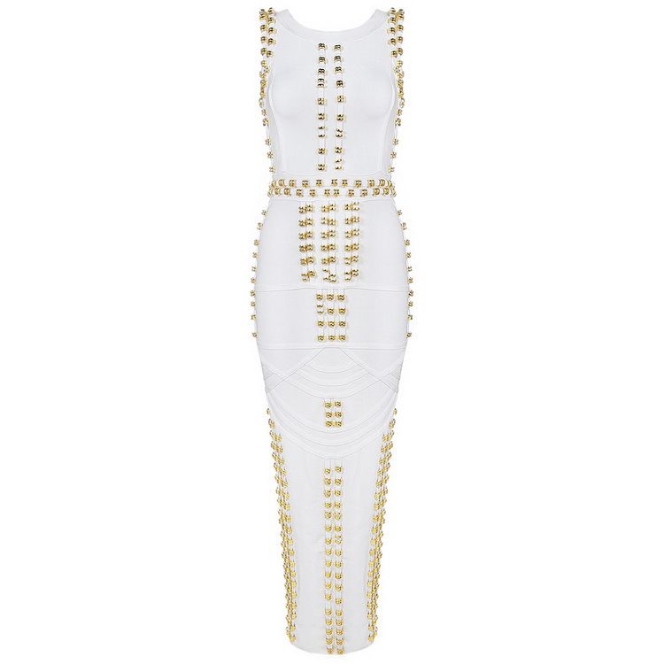 white studded bandage dress