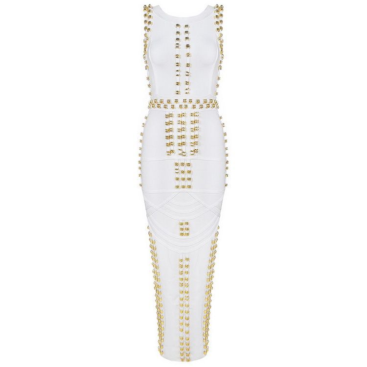 white studded bandage dress