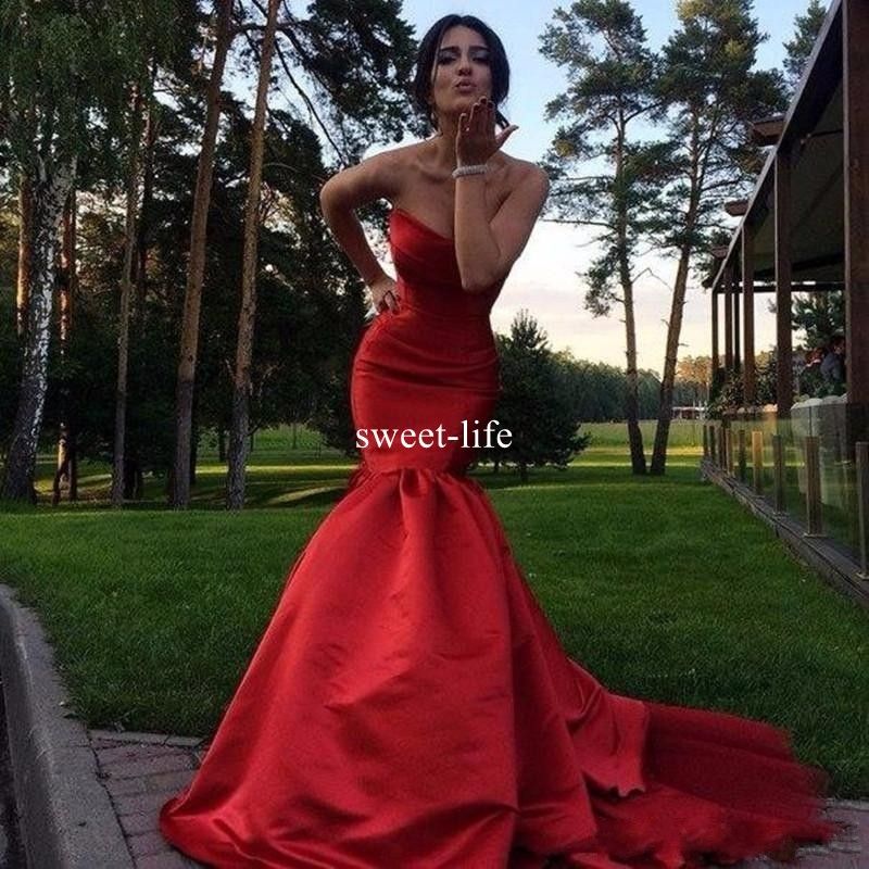 satin fitted prom dress