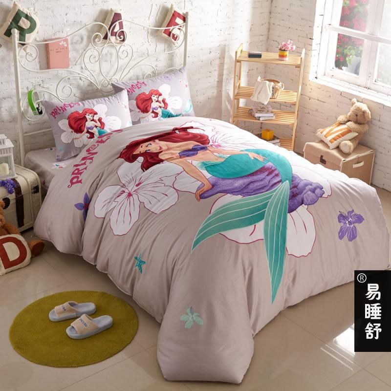 The Little Mermaid Girls Cartoon Bedding Set Twin Size For Kids