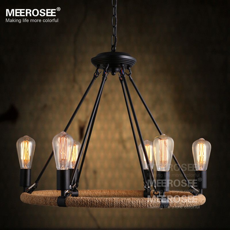 Vintage Edison Bulb Pendant Light Fitting American Style Rope Drop